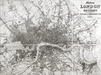 Karte von Modern London und Umgebung, 1845